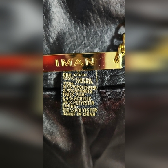 IMAN Global Chic Leather Jacket with Matching Driving Gloves - Picture 12 of 13